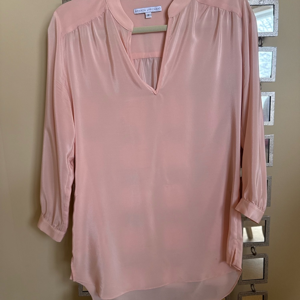 Amanda Uprichard Light Pink Satin Blouse